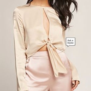 Gold bell sleeve crop top